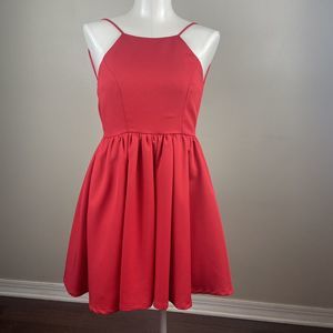 Lulus Small Chic Freely Red Backless Skater Dress Spring Dance Easter Prom